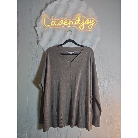 Chelsea28 Cashmere-Blend Plus XL V-Neck Tunic Sweater Winter Cozy Office Fall - Picture 1 of 11